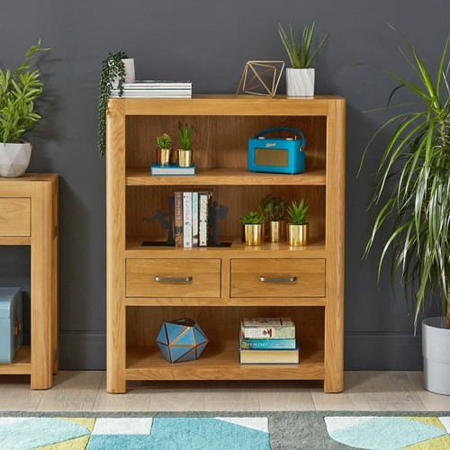 Low bookcase with drawers - bookcase,