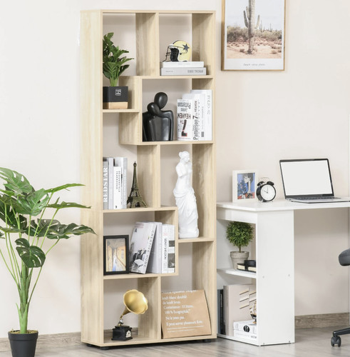Tall wooden bookcase modern - bookcase,