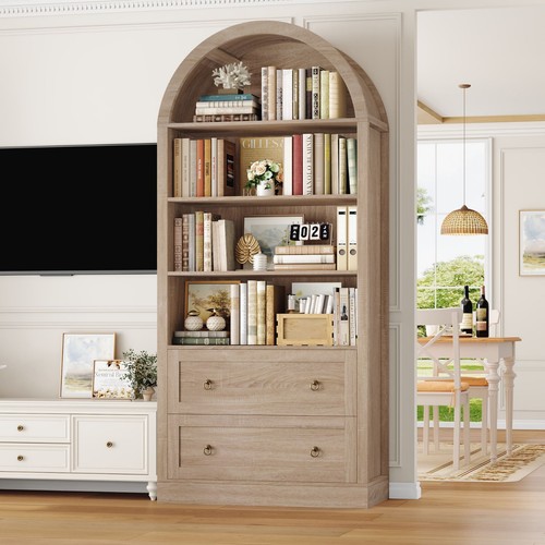 Arched bookcase with drawers - arched,