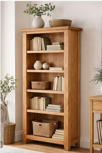 Barca heavy oak tall bookcase - heavy,