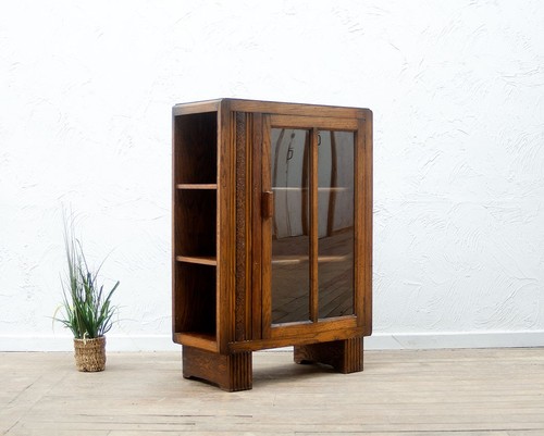 Oak art deco bookcase - oak,