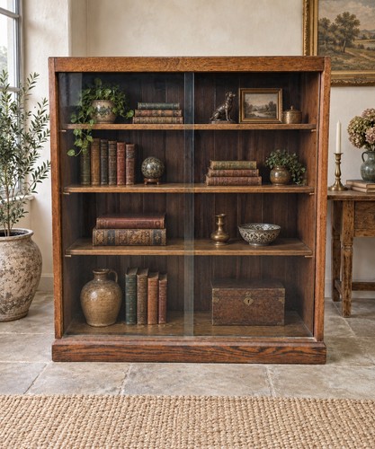 Antique oak bookcase display - antique,