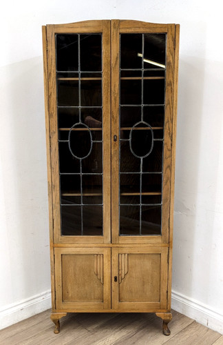 Bookcase art deco oak glazed - art,