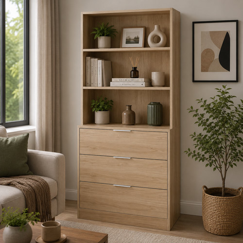 Tall bookcase 180cm with - bookcase,