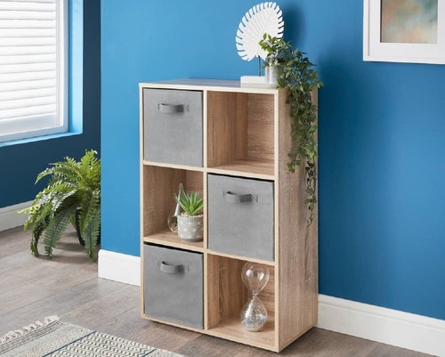 Cube oak bookcase - oak, storage
