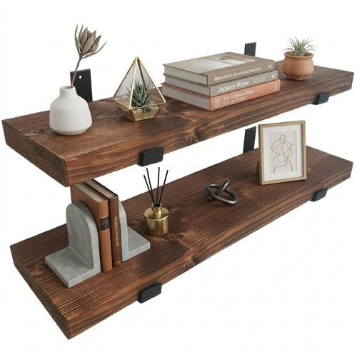 Wooden board wall shelf - 2x,