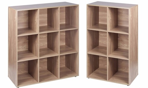 Cube oak modular bookcase - 6,9,