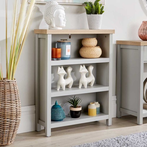Wooden grey bookcase oak - wooden,