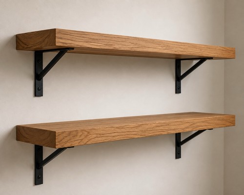 Solid oak shelves with matte - with,